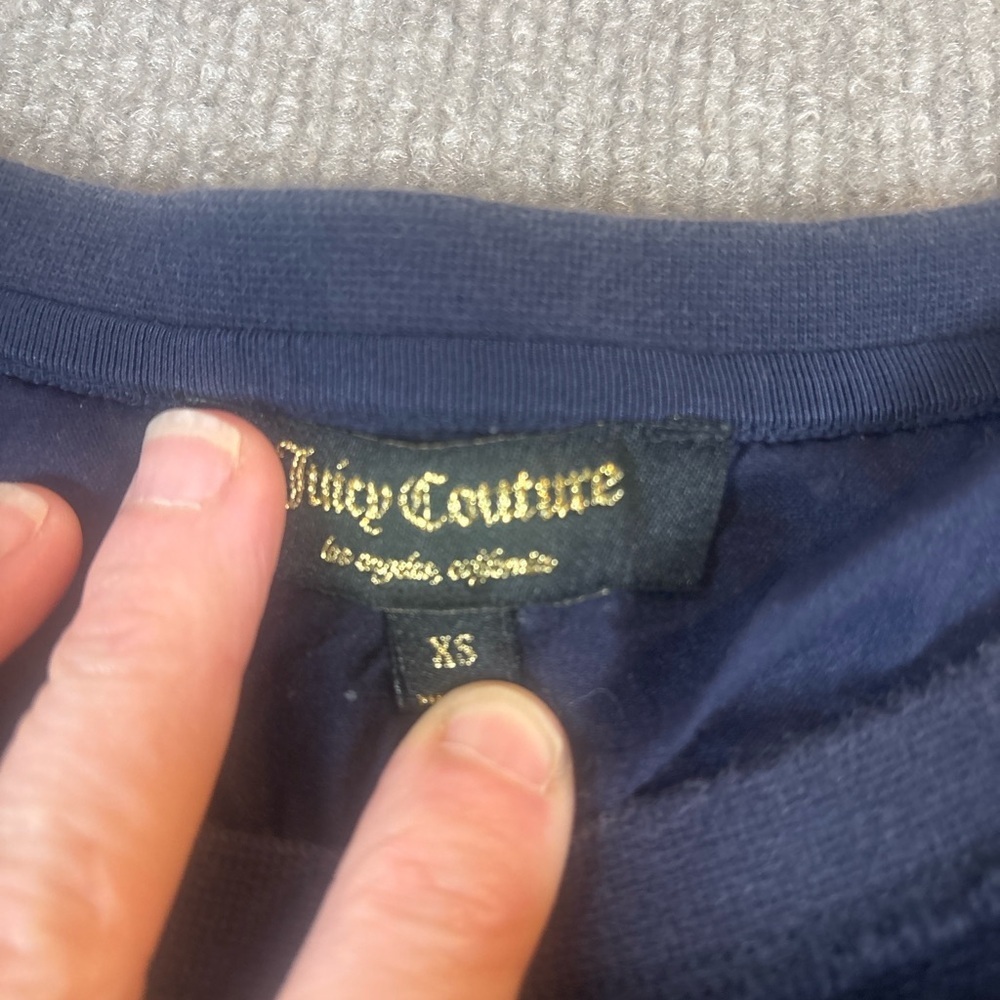Juicy Couture Velour Romper XS Navy Blue Sequin “Long Live Juicy Couture” Y2K - Picture 4 of 5